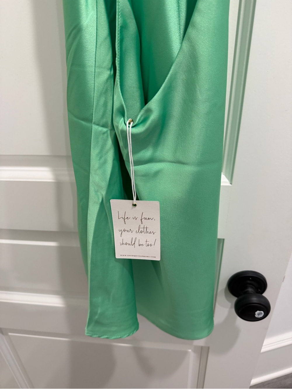 Show Me Your MUMU Mint Green Satin Halter Mini Dress - Picture 8 of 8